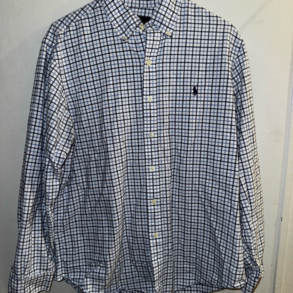 Polo Ralph Lauren Blue Multi Check Button Down Shirt Large